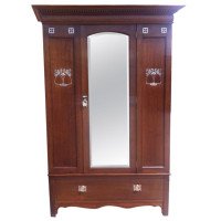 Wylie & Lochhead Arts & Crafts Oak Three-Piece Bedroom Suite with Pewter Inlays