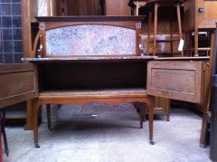 Wylie & Lochhead Arts & Crafts Oak Three- Piece Bedroom Suite with Pewter Inlays - Thumbnail 9