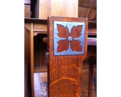 Wylie & Lochhead Arts & Crafts Oak Three- Piece Bedroom Suite with Pewter Inlays - Thumbnail 15