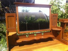 Shapland & Petter, Arts & Crafts Oak Dressing Table with Pierced Hearts - Thumbnail 3