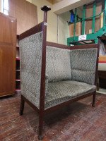 Walter Cave, an Arts & Crafts Oak Settee with Voysey Style Uprights - Thumbnail 2