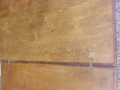 Arts & Crafts Oak swivel and fold over dining table with cutlery drawer - Thumbnail 5