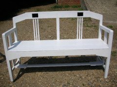 Secessionist Three Seater Painted Pine Bench & a Single Matching Armchair - Thumbnail 3