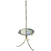 French Mid-Century Wrought Iron Floor Lamp with Glass Table c.1960