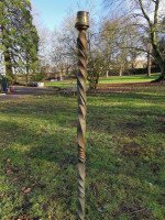 French Mid-Century Wrought Iron Floor Lamp with Glass Table c.1960 - Thumbnail 2