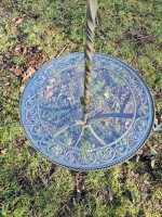 Mid- Century Modern Scrollwork Wrought Iron Floor Lamp with Circular Glass Table - Thumbnail 5