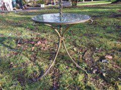 Mid- Century Modern Scrollwork Wrought Iron Floor Lamp with Circular Glass Table - Thumbnail 6