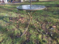 Mid- Century Modern Scrollwork Wrought Iron Floor Lamp with Circular Glass Table - Thumbnail 7