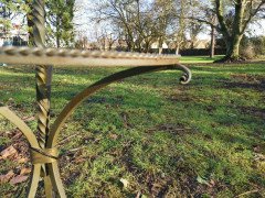 Mid- Century Modern Scrollwork Wrought Iron Floor Lamp with Circular Glass Table - Thumbnail 10