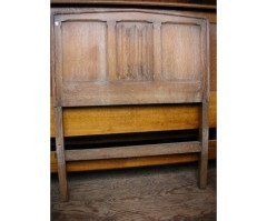 Heals, an Arts and Crafts Limed Oak Single Bed with Linenfold Carved Details - Thumbnail 2