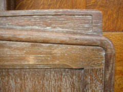 Heals, an Arts and Crafts Limed Oak Single Bed with Linenfold Carved Details - Thumbnail 3
