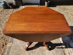 Gillows, an Aesthetic Movement Oak Octagonal Drop-Leaf Centre Table with Florets - Thumbnail 5