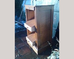 Arts & Crafts Oak Record Cabinet with Slide Out Drawers for Holding, 1978 - Thumbnail 7