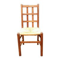 Heals, an Arts & Crafts Oak Rush Seat Lattice Back Side Chair - Thumbnail 1