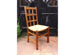 Heals, an Arts & Crafts Oak Rush Seat Lattice Back Side Chair - Thumbnail 2
