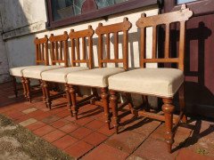 Sopworth & Son. 5 English Gothic Revival Oak Dining Chairs with Ebonized Inlays - Thumbnail 3