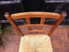 Heals, an Arts & Crafts Oak Rush Seat Lattice Back Side Chair - Thumbnail 5