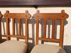 Sopworth & Son. 5 English Gothic Revival Oak Dining Chairs with Ebonized Inlays - Thumbnail 6