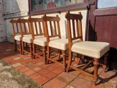 Sopworth & Son. 5 English Gothic Revival Oak Dining Chairs with Ebonized Inlays - Thumbnail 7