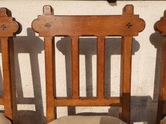Sopworth & Son. 5 English Gothic Revival Oak Dining Chairs with Ebonized Inlays - Thumbnail 11