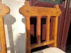 Sopworth & Son. 5 English Gothic Revival Oak Dining Chairs with Ebonized Inlays - Thumbnail 13