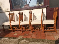 Sopworth & Son. 5 English Gothic Revival Oak Dining Chairs with Ebonized Inlays - Thumbnail 14
