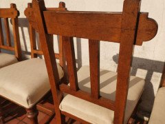 Sopworth & Son. 5 English Gothic Revival Oak Dining Chairs with Ebonized Inlays - Thumbnail 16