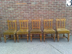 Sopworth & Son. 5 English Gothic Revival Oak Dining Chairs with Ebonized Inlays - Thumbnail 20