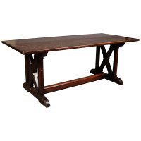 Arts & Crafts Oak Refectory Dining Table with Wonderful Figuring to the Grain - Thumbnail 1