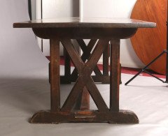Arts & Crafts Oak Refectory Dining Table with Wonderful Figuring to the Grain - Thumbnail 2