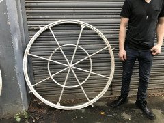 4 Victorian Cast Iron Circular Swivel Windows with Segmented Triangular Design - Thumbnail 3