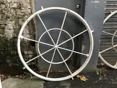 4 Victorian Cast Iron Circular Swivel Windows with Segmented Triangular Design - Thumbnail 4
