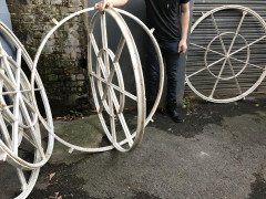 4 Victorian Cast Iron Circular Swivel Windows with Segmented Triangular Design - Thumbnail 6