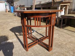 Arts & Crafts Octagonal Oak Centre or Side Table with Stylized Floral Carving - Thumbnail 3