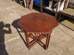 Arts & Crafts Octagonal Oak Centre or Side Table with Stylized Floral Carving - Thumbnail 5