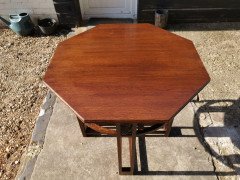 Arts & Crafts Octagonal Oak Centre or Side Table with Stylized Floral Carving - Thumbnail 6