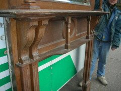 Arts & Crafts Oak Fire Surround by Shapland and Petter with Five Carved Hearts - Thumbnail 4