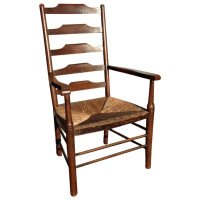 Edward Gardiner, an English Cotswold School Oak Ladder Back Rush Seat Armchair