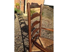 Edward Gardiner, an English Cotswold School Oak Ladder Back Rush Seat Armchair - Thumbnail 4