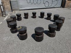 Set of Fourteen Mid- Century Modern Wooden Cafe/ Bar Stools of Differing Designs - Thumbnail 3