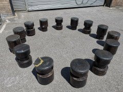 Set of Fourteen Mid- Century Modern Wooden Cafe/ Bar Stools of Differing Designs - Thumbnail 4