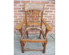English Arts & Crafts Oak Dining Chair with Stylised Floral Cut- Outs to the Arms - Thumbnail 2