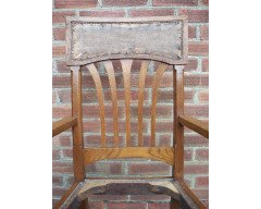 English Arts & Crafts Oak Dining Chair with Stylised Floral Cut- Outs to the Arms - Thumbnail 7