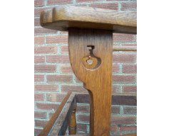 English Arts & Crafts Oak Dining Chair with Stylised Floral Cut- Outs to the Arms - Thumbnail 8