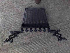 M. H. Baillie Scott Attributed, a Hand Forged Iron Grate with Integrated Andirons - Thumbnail 2