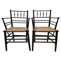 Philip Webb for Morris & Co. A Classic Pair of English Arts & Crafts Sussex Armchairs - Thumbnail 1