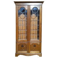 Two Arts & Crafts Oak Bookcases with Stylized Pewter, Ebonized & Sycamore Inlays