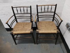 Philip Webb for Morris & Co. A Classic Pair of English Arts & Crafts Sussex Armchairs - Thumbnail 6