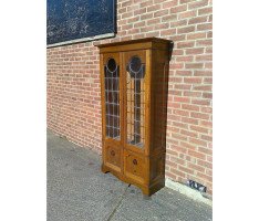 Two Arts & Crafts Oak Bookcases with Stylized Pewter, Ebonized & Sycamore Inlays - Thumbnail 3