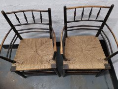Philip Webb for Morris & Co. A Classic Pair of English Arts & Crafts Sussex Armchairs - Thumbnail 8